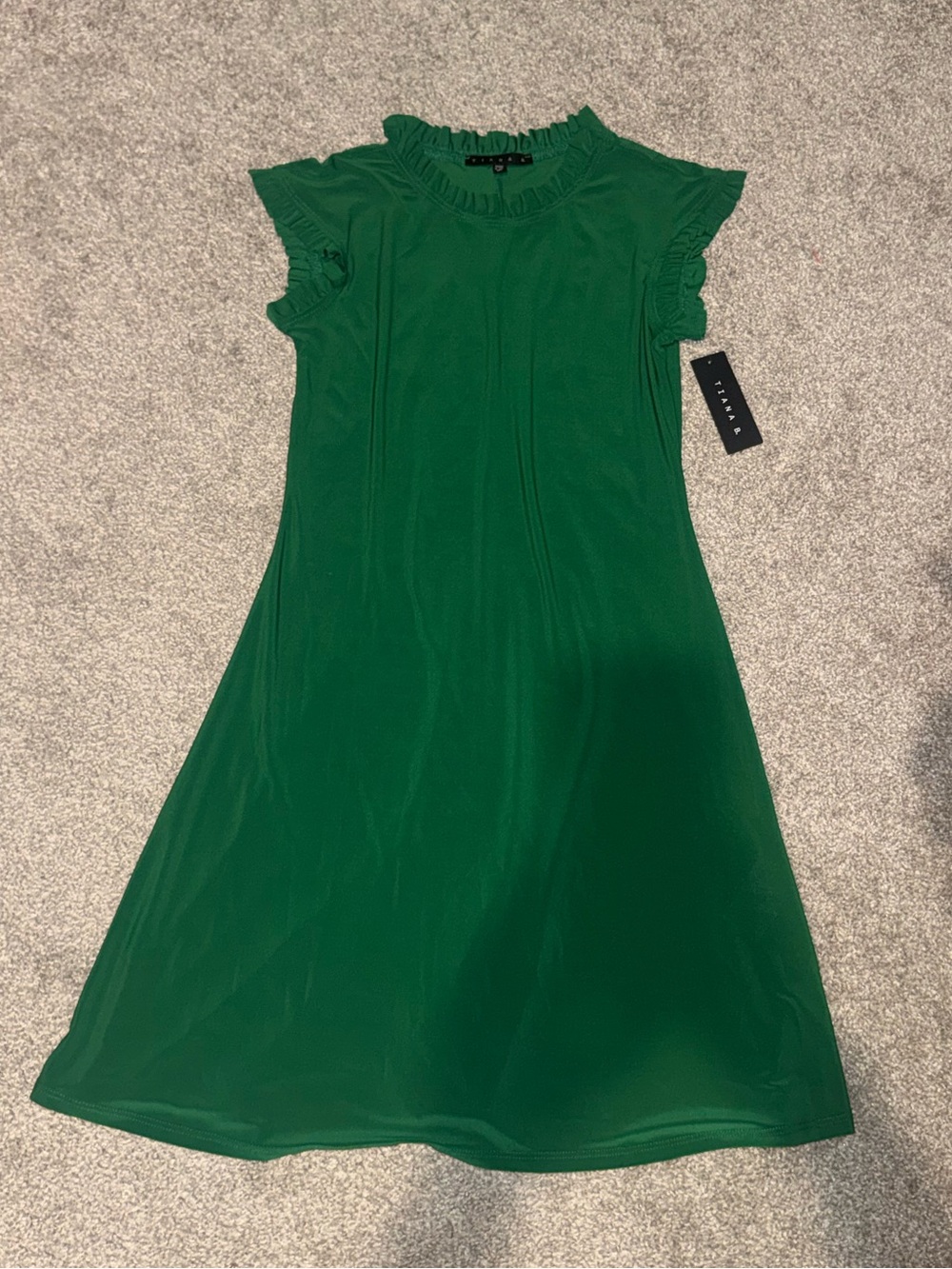 Tiana B. Emerald Ruffle-Neck dress